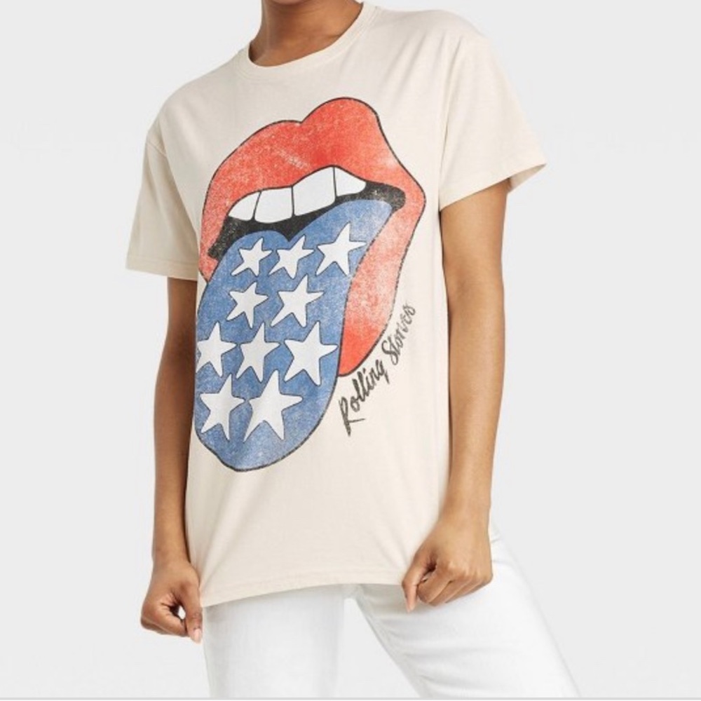 Red, white, and blue Rolling Stones “Mouth” T-Shirt